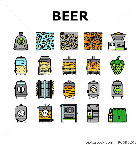 beer production brewery factory icons set vector beer production brewery factory icons set vector 96099203
