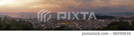 The Seto Inland Sea and the town of Marugame at dusk The Seto Inland Sea and the town of Marugame at dusk 96099630