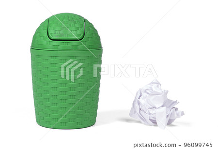 Small green plastic bin isolated 96099745