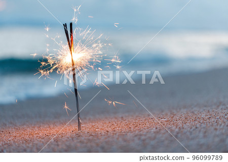Bengal lights on the beach near ocean 96099789
