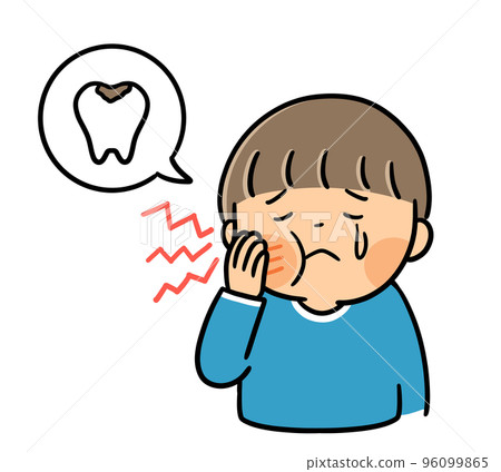 A tooth hurts A boy whose cheeks are swollen due to tooth decay A tooth hurts A boy whose cheeks are swollen due to tooth decay 96099865