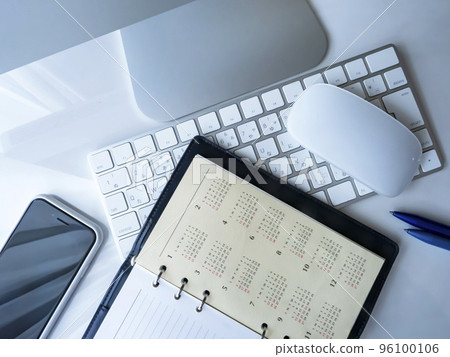 Business image of calendar, notebook, personal computer, smartphone Business image of calendar, notebook, personal computer, smartphone 96100106