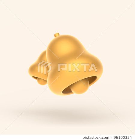 3d simple gold notification bells isolated on pastel background. Hight quality 3D illustration. 96100334