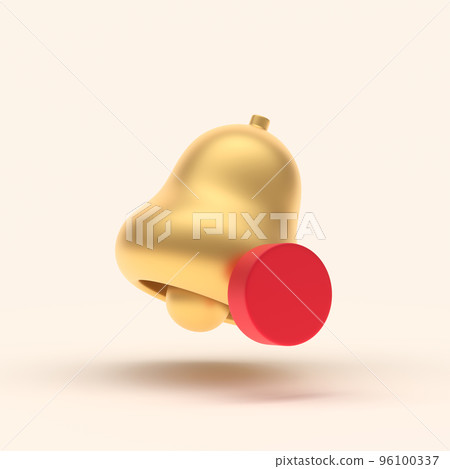 3d simple gold notification bell with red circle isolated on pastel background. Hight quality 3D illustration. 96100337