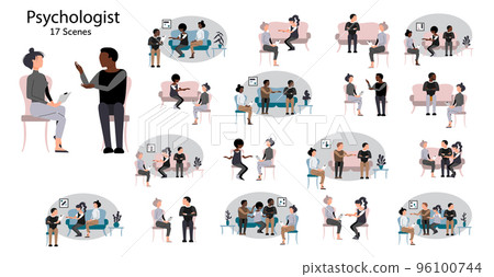 Set of psychologist counceling single people and couples. 96100744