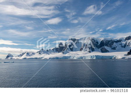 Antarctic landscape with glacier and mountains Antarctic landscape with glacier and mountains 96101518