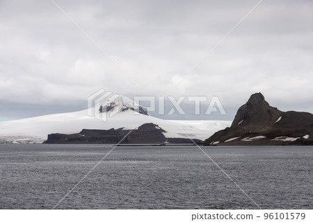 Antarctic landscape with rocks and snow 96101579
