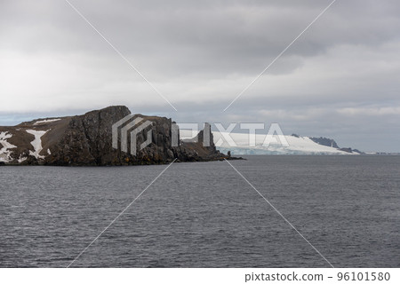 Antarctic landscape with rocks and snow 96101580
