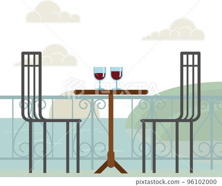 Romantic Scene Wine Glasses Sunset Sea View Romantic Scene Wine Glasses Sunset Sea View 96102000