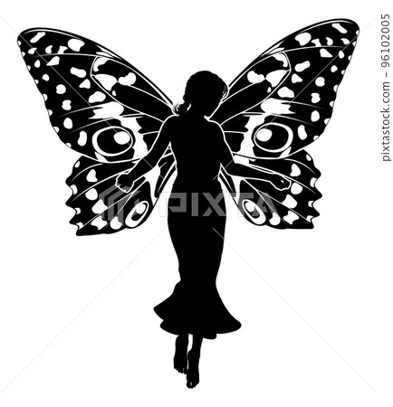 A Fairy in Silhouette With Butterfly Wings A Fairy in Silhouette With Butterfly Wings 96102005