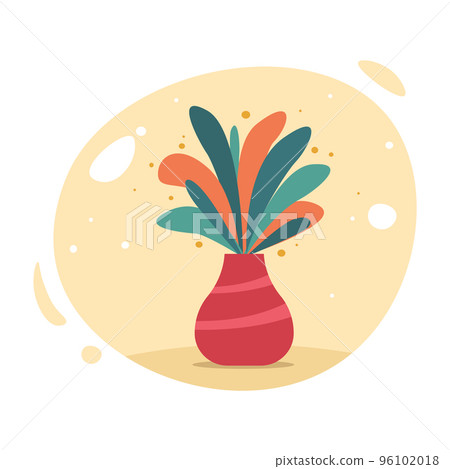 Pottery Vases with House plants. House plants in pots. 96102018