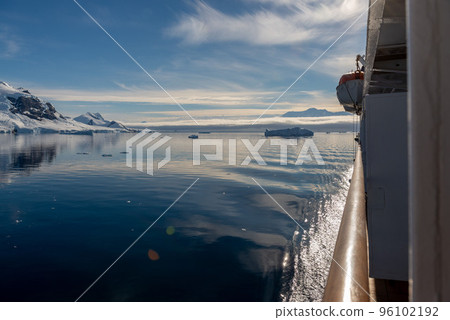 Antarctic landscape with mountains view from expedition ship Antarctic landscape with mountains view from expedition ship 96102192