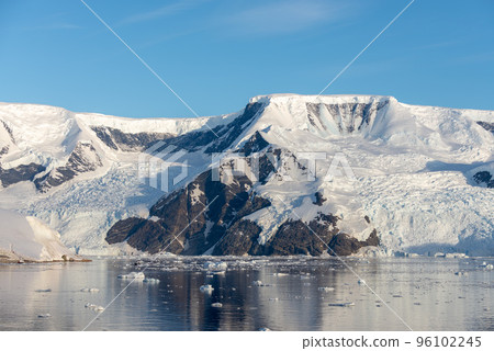 Antarctic landscape with glacier and mountains Antarctic landscape with glacier and mountains 96102245