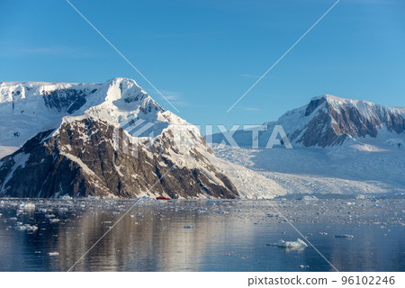 Antarctic landscape with glacier and mountains Antarctic landscape with glacier and mountains 96102246