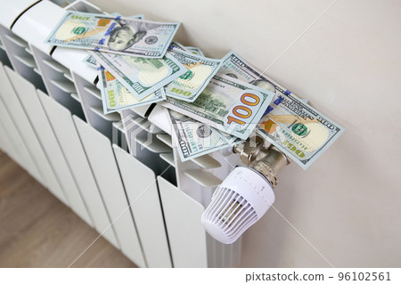 Radiator and money. The concept of payment for heating. 96102561
