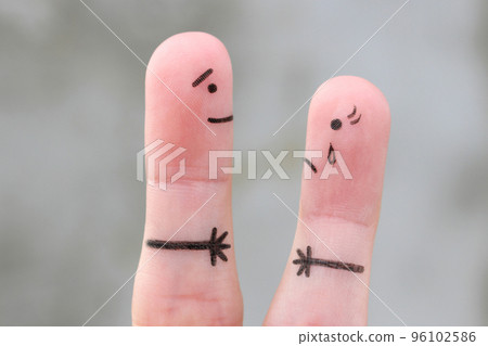 Fingers art of couple met after a long separation. Fingers art of couple met after a long separation. 96102586