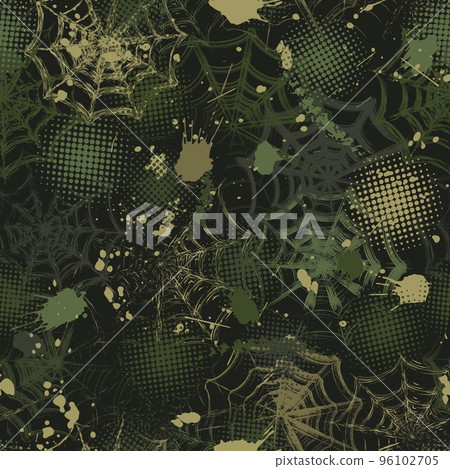 green camouflage pattern in grunge style with spiderweb, paint brush strokes green camouflage pattern in grunge style with spiderweb, paint brush strokes 96102705