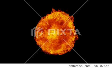 Fire blast isolated on black background. 96102836