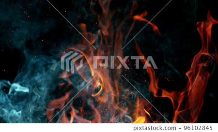 Fire flames isolated on black background. Fire flames isolated on black background. 96102845