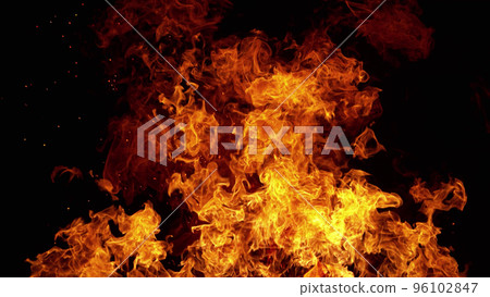 Fire flames isolated on black background. Fire flames isolated on black background. 96102847