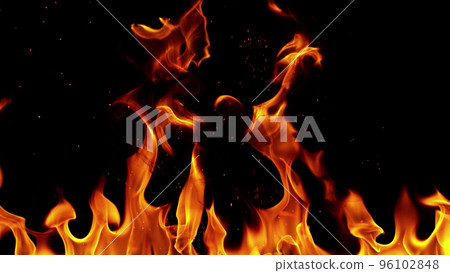 Fire flames isolated on black background. Fire flames isolated on black background. 96102848