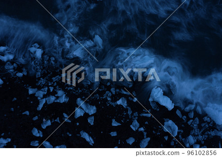 Aerial view of ice floes and icebergs on Diamond beach, Iceland. Aerial view of ice floes and icebergs on Diamond beach, Iceland. 96102856