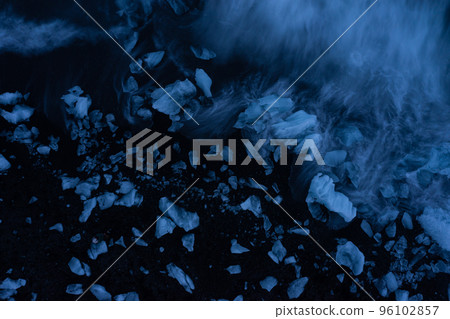 Aerial view of ice floes and icebergs on Diamond beach, Iceland. Aerial view of ice floes and icebergs on Diamond beach, Iceland. 96102857
