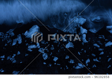 Aerial view of ice floes and icebergs on Diamond beach, Iceland. Aerial view of ice floes and icebergs on Diamond beach, Iceland. 96102858