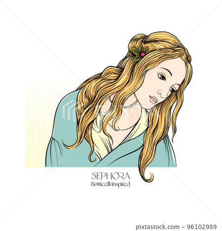 Portrait of a woman inspired by a painting by Renaissance artist Botticelli. Portrait of a woman inspired by a painting by Renaissance artist Botticelli. 96102989