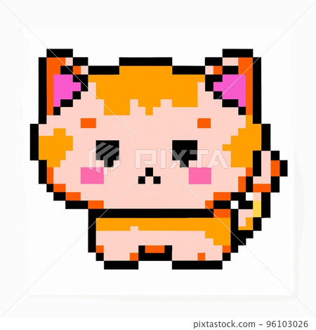 Cute kitten 8 bit pixel art illustration icon Cute kitten 8 bit pixel art illustration icon 96103026