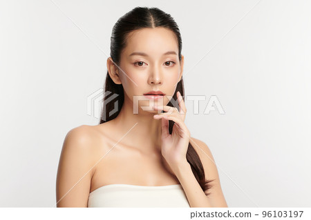 Beautiful young asian woman with clean fresh skin on white background, Face care, Facial treatment, Cosmetology, beauty and spa, Asian women portrait. Beautiful young asian woman with clean fresh skin on white background, Face care, Facial treatment, Cosmetology, beauty and spa, Asian women portrait. 96103197