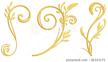 Three-dimensional hand-painted gold ivy pattern set raster material Three-dimensional hand-painted gold ivy pattern set raster material 96103275