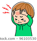 A child who hits his forehead and hurts 96103530
