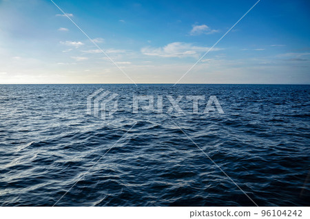 Bright blue Ocean water ripples background on a sunny day. Clean water consumption and natural resources Bright blue Ocean water ripples background on a sunny day. Clean water consumption and natural resources 96104242