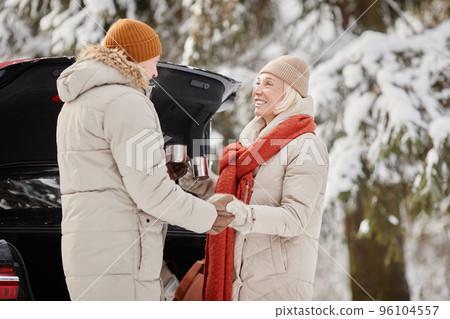 Happy Senior Couple Enjoying Winter Outdoors 96104557