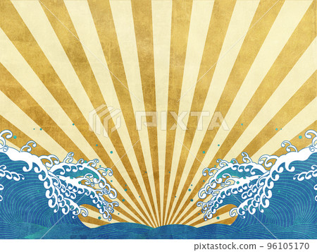 大浪金色折屏背景素材 96105170