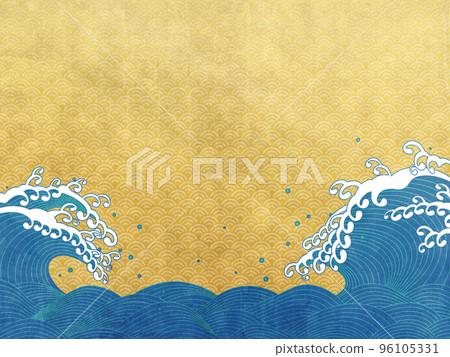 大浪金色折屏背景素材 大浪金色折屏背景素材 96105331