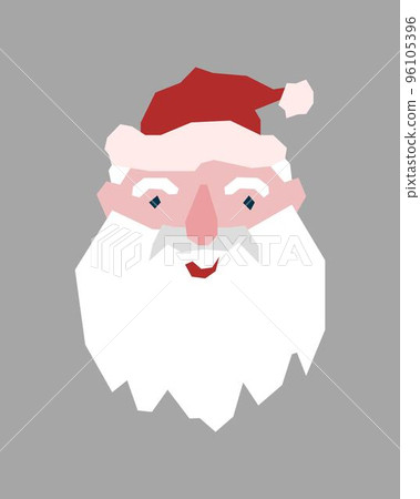 Santas head is in a red hat. A stylized depiction of a face with a white beard. Santas head is in a red hat. A stylized depiction of a face with a white beard. 96105396