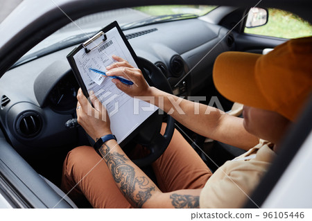 Delivery Worker Filling Forms Delivery Worker Filling Forms 96105446