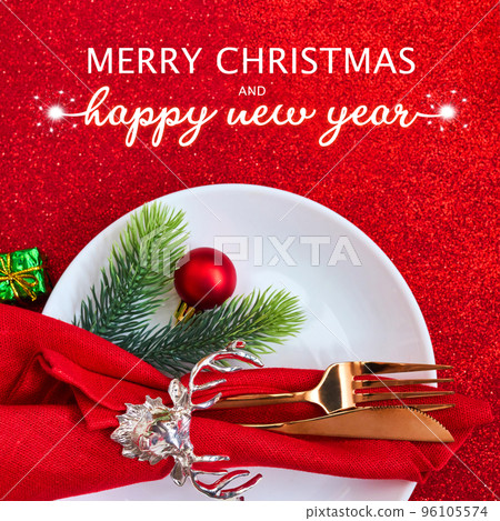 Christmas And New Year Holiday Table Setting, Red Holiday Decorations 96105574