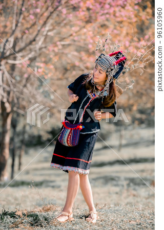 Beautiful healthy Young Asian hill tribe woman  life in Thailand.. 96105960