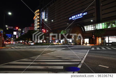In front of Nishitetsu Fukuoka (Tenjin) Station at night Fukuoka In front of Nishitetsu Fukuoka (Tenjin) Station at night Fukuoka 96106742