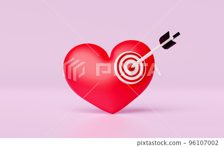 red heart with white red target,darts or arrow isolated on pink pastel background.health love or world heart day,valentine's day concept,minimal abstract,3d illustration or 3d render red heart with white red target,darts or arrow isolated on pink pastel background.health love or world heart day,valentine's day concept,minimal abstract,3d illustration or 3d render 96107002
