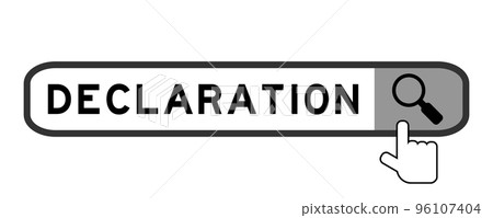 Search banner in word declaration with hand over magnifier icon on white background Search banner in word declaration with hand over magnifier icon on white background 96107404