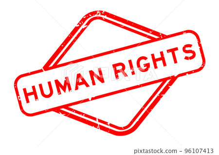 Grunge red human rights word rubber seal stamp  on white background 96107413