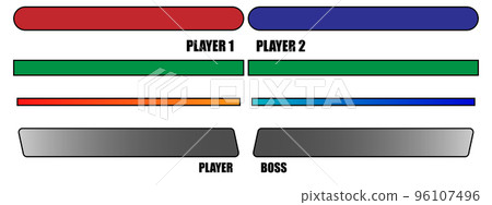 Health bar. Health, mana and energy points. Interface for the game. The rest of the character's life, hp Health bar. Health, mana and energy points. Interface for the game. The rest of the character's life, hp 96107496