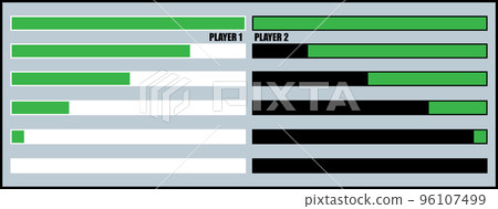 Health bar. Health, mana and energy points. Interface for the game. The rest of the character's life, hp 96107499