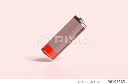 low battery charge red indicator isolated on pink background.charging battery technology concept,3d illustration,3d render low battery charge red indicator isolated on pink background.charging battery technology concept,3d illustration,3d render 96107585
