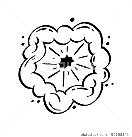 Illustration of explosion and smoke for comics. Retro design element. Vector doodle illustration Illustration of explosion and smoke for comics. Retro design element. Vector doodle illustration 96108341