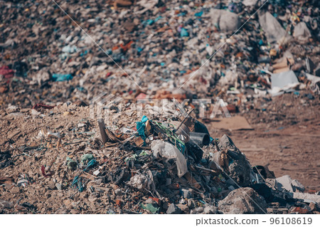 Waste dump concept, Pile of the garbage, garbage dump , waste from household in waste landfill, plastic world issue Waste dump concept, Pile of the garbage, garbage dump , waste from household in waste landfill, plastic world issue 96108619